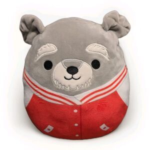 Squishmallows Tedrick Grey Dog 7” Red Varsity Jacket Plush Stuffed Animal HTF
